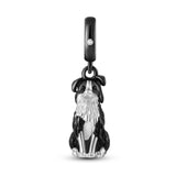 925 Sterling Silver Border Collie Dog Charm for Bracelets Fine Jewelry Women Pendant