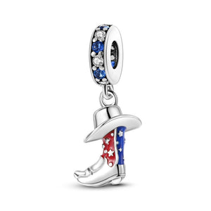 925 Sterling Silver Cowboy Boots Charm for Bracelets Fine Jewelry Women Pendant