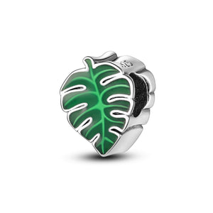 925 Sterling Silver Green Leaf Charm for Bracelets Fine Jewelry Women Pendant