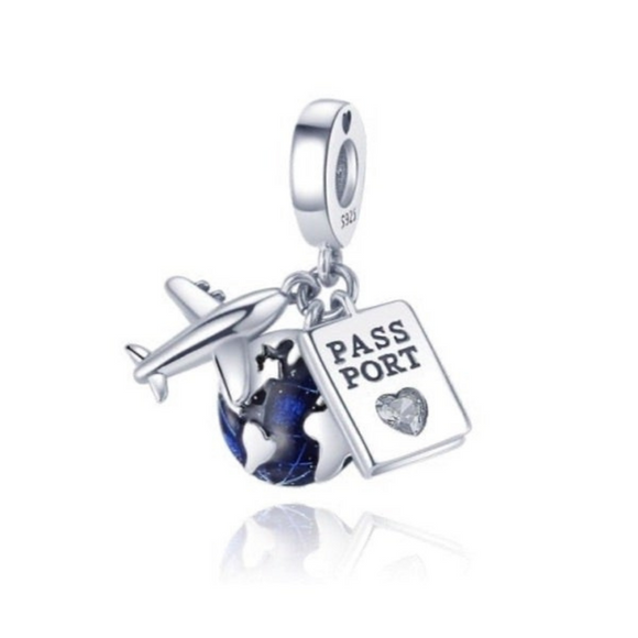 925 Sterling Silver Travel Dangle Charm for Bracelets Fine Jewelry Women Pendant Necklace