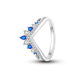 925 Sterling Silver Blue and White Sparkle Stackable Ring