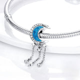 925 Sterling Silver Moon and Stars Charm for Bracelets Fine Jewelry Women