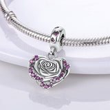 925 Sterling Silver Rose Charm for Bracelets Fine Jewelry Women