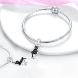 925 Sterling Silver Do Not Disturb Cat Charm for Bracelets Fine Jewelry Women