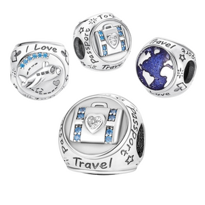 925 Sterling Silver 3-Sided Travel Charm for Bracelets Fine Jewelry Women