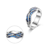 925 Sterling Silver Ocean Wave Ring Gift for Women Fashion Accessory
