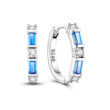 925 Sterling Silver Blue and White Sparkle Hoop Earrings for Women Fine Jewelry