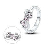 925 Sterling Silver Pink Hearts Ring