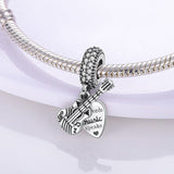 925 Sterling Silver Guitar & Music Charm for Bracelets Fine Jewelry Women Pendant