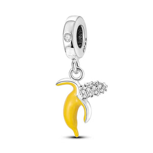 925 Sterling Silver Banana Dangle Charm for Bracelets Fine Jewelry Women Pendant Necklace