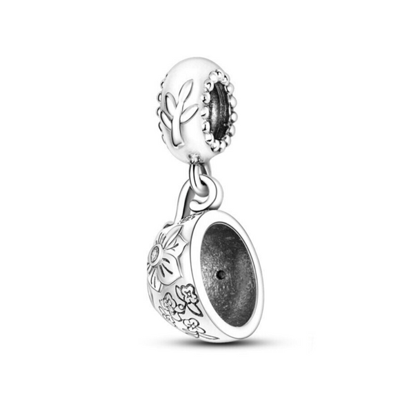 925 Sterling Silver Teacup Dangle Charm for Bracelets Fine Jewelry Women
