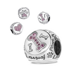 925 Sterling Silver Dog Bone Paw Print Charm for Bracelets Fine Jewelry Women