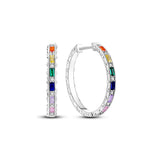 925 Sterling Silver Rainbow Hoop Earrings for Women Fine Jewelry