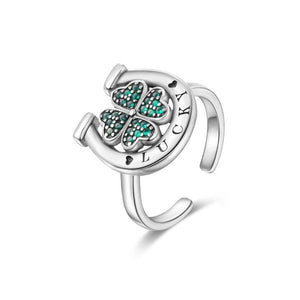 925 Sterling Silver Four Leaf Clover Ring Women Fine Jewelry