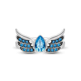 925 Sterling Silver Blue Wings Ring for Women Fine Jewelry Accessories