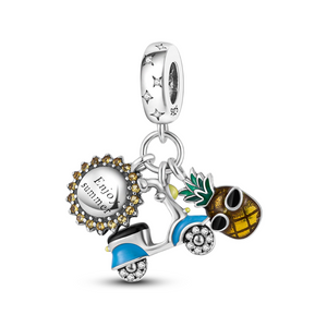 925 Sterling Silver Summer Fun Charm for Bracelets Fine Jewelry Women Pendant