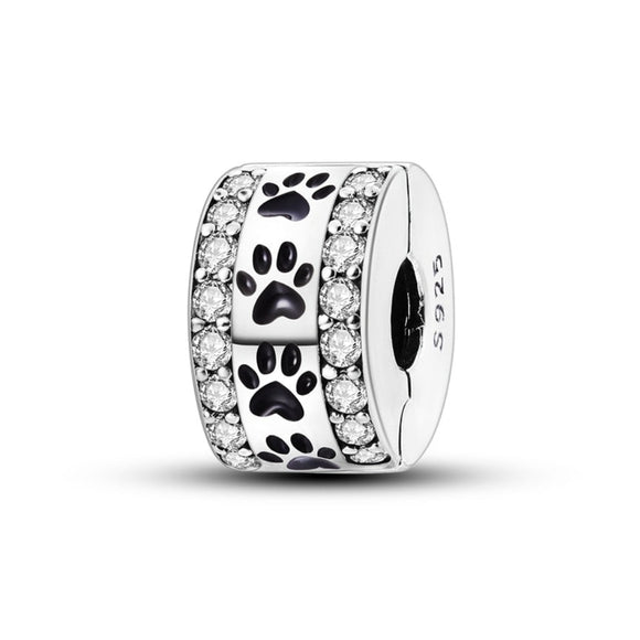 925 Sterling Silver Paw Print Charm for Bracelets Fine Jewelry Women Pendant