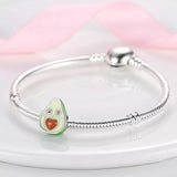 925 Sterling Silver Avocado Heart Charm for Bracelets Fine Jewelry Women Pendant Necklace