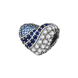 925 Sterling Silver Blue Heart Charm for Bracelets Fine Jewelry Women