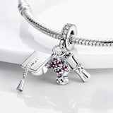 925 Sterling Silver Graduation Dangle Charm for Bracelets Fine Jewelry Women Necklace