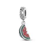 925 Sterling Silver Summer Watermelon Charm for Bracelets Fine Jewelry Women