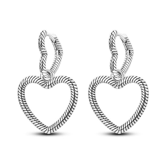 925 Sterling Silver Double Heart Hoop Earrings for Women Jewelry