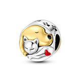 925 Sterling Silver Dog and Cat Charm for Bracelets Jewelry Women