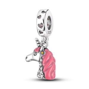 925 Sterling Silver Pink Unicorn Charm