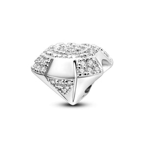 925 Sterling Silver Diamond Shaped Charm for Bracelets Fine Jewlery Women Pendant Necklace