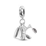 925 Sterling Silver Unicorn Headphones and Backpack Charm for Bracelets Fine Jewelry Women