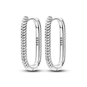 925 Sterling Silver Oval Hoop Earrings for Women Fine Jewelry