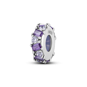 925 Sterling Silver Purple Spacer Charm for Bracelets Fine Jewelry Women