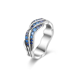 925 Sterling Silver Ocean Wave Ring Gift for Women Fashion Accessory