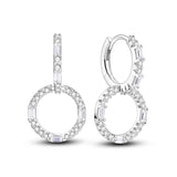 925 Sterling Silver Double Sparkle Hoop Earrings Fine Jewelry Women