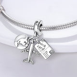 925 Sterling Silver Travel the World Charm for Bracelets Fine Jewelry Women