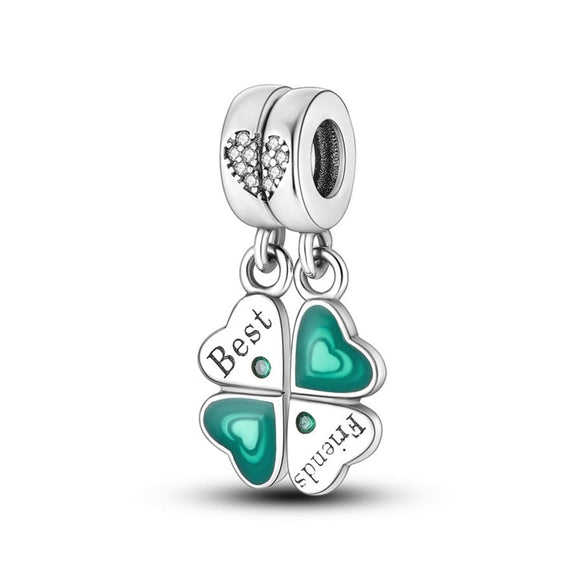 925 Sterling Silver Best Friends Double Charm for Bracelets Fine Jewelry Women Pendant