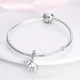925 Sterling Silver Elephant Dangle Charm for Bracelets Fine Jewelry Women