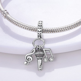 925 Sterling Silver Music Charm for Bracelets Fine Jewelry Women Pendant