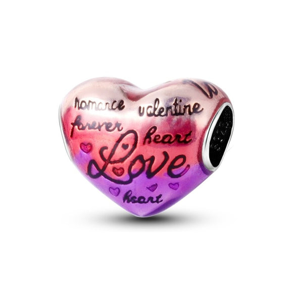925 Sterling Silver Love Heart Charm for Bracelets Fine Jewelry Women