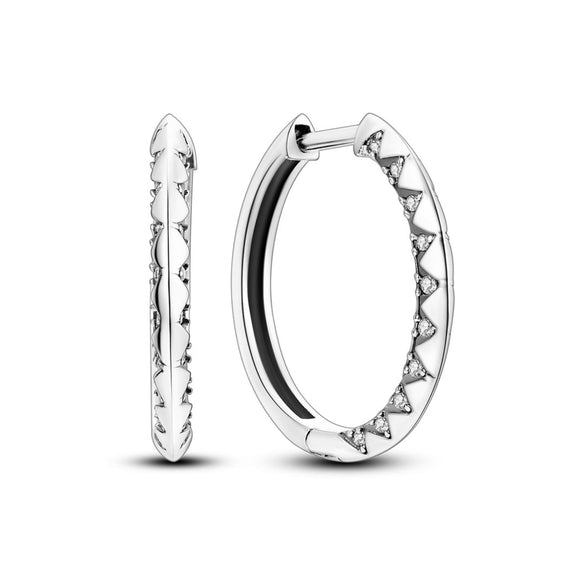 925 Sterling Silver Round White Sparkle Hoop Earrings for Women Fine Jewelry