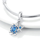 925 Sterling Silver Blue Turtle Charm