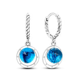 925 Sterling Silver Ocean Blue Hoop Earrings