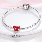 925 Sterling Silver Heart and Bat charm for Bracelets Fine Jewelry Women