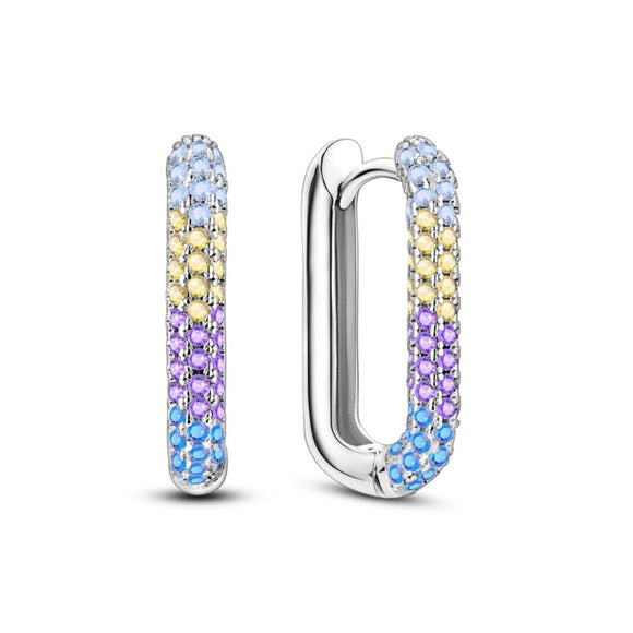 925 Sterling Silver U-Shape Hoop Earrings for Women Fine Jewelry