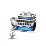 925 Sterling Silver Cruise Ship Charm for Bracelets Fine Jewelry Women Pendant