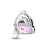 925 Sterling Sliver Butterfly Backpack Charm for Bracelets Fine Jewelry Women Pendant Necklace