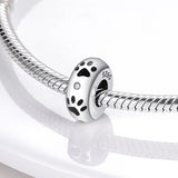 925 Sterling Silver Paw Print Charm for Bracelets Fine Jewelry Women