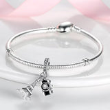 925 Sterling Silver Eiffel Tower Charm for Bracelets Fine Jewelry Women Pendant Necklace