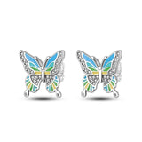 925 Sterling Silver Blue Butterfly Earrings Fine Jewelry Women Accessories