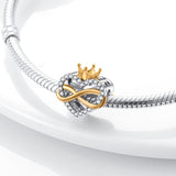 925 Sterling Silver Crown Heart Charm for Bracelets Fine Jewelry Women Pendant